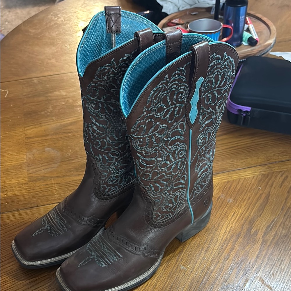 Ariat Brown and Blue Western Boots